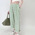 thumbnail image 2 of ABATAB Women's Summer Striped Pants Wide Leg Lounge Trendy Trousers Drawstring Elastic Waist Comfy Pajama Bottoms, 2 of 5