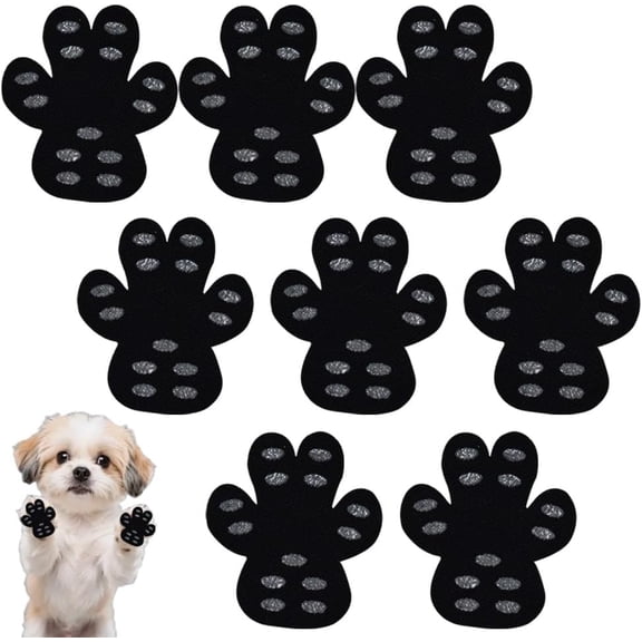 Anti-Slip Dog Paw Protector Pads, Self Adhesive Lightweight Paw Covers, Strong Traction Control Paw Stickers, Hardwood Floors & Hot Pavement, Cotton Material(Black*8)