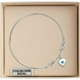 thumbnail image 3 of 7 1/2 inch Round Double Loop Bangle Bracelet w/ Heart medal charm w/ December Blue Swarovski Crystal, 3 of 3