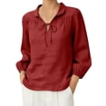 thumbnail image 5 of Endives Womens Tops Tie Up Blouse Casual Top Elegant Loose Ladies Shirts Thin Breathable Tops Spring Summer, 5 of 6