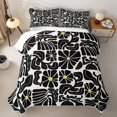 thumbnail image 2 of Homewish Boho Daisy Flower Quilt King,Contemporary Aesthetic King Coverlet Set,White Black,3pcs, 2 of 7