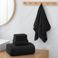 thumbnail image 2 of Juego de toallas de baño NALIVO extra grandes, 6 piezas, microfibra negra, 2 of 9