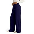 thumbnail image 6 of WULMLEO Wide Leg Sweatpants for Women Fleece Lined Baggy Sweat Pants Comfy Airport Travel Outfits Athletic Joggers Navy XL, 6 of 6