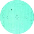 thumbnail image 1 of Ahgly Company Machine Washable Indoor Round Solid Turquoise Blue Modern Area Rugs, 6' Round, 1 of 4