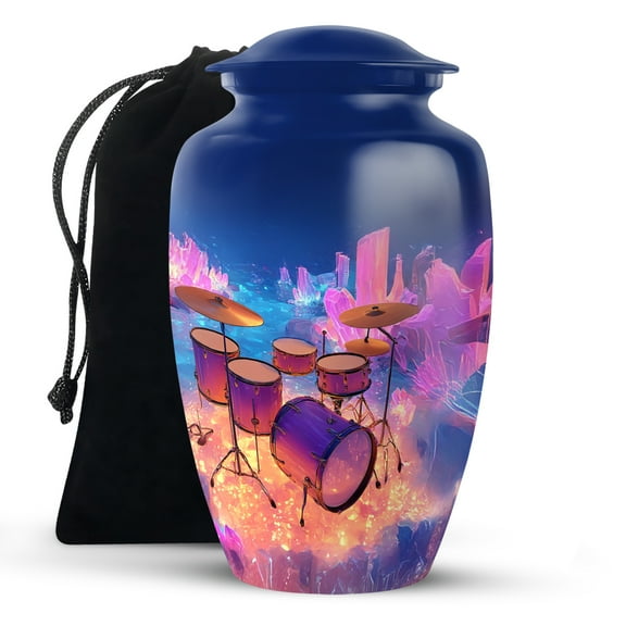 KARYLIZ Neon Drum Urns for Human Ashes Adult Man - Violet Blue Funeral Urn for Ashes for Women, Decorative Memorial Urns for Male Female
