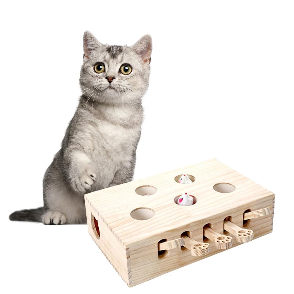 Cat Tease Punch Funny Interactive Toys Wood Whack Mouse Puzzle Box mice mice
