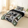 thumbnail image 2 of Castle Fairy Vintage Hunting Animal Deer Twin Comforter Sets 2pcs for Teens,Rustic Compass Pine Tree Bedding Set,Green Brown Gray,Black Reversible,1 Comforter and 1 Pillowcase, 2 of 6