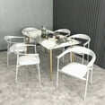 thumbnail image 4 of LeisureMod Kora Series Modern Dining Chair Upholstered in Faux Leather with Steel Frame and Legs, Kitchen Accent Arm Chair for Dining Room and Kitchen in White, 4 of 14