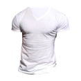 thumbnail image 5 of Men's Outdoor Solid V-Neck T-Shirt Casual Quick-Dry Breathable Moisture-Wicking Short-Sleeve Summer Active Tops,White,XXXL, 5 of 5
