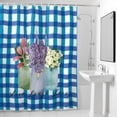 thumbnail image 4 of Tulip Lavender Flowers Fabric Shower Curtain Blue Check Plaid Washable Shower Curtains for Bathroom, Waterproof Bath Curtain with Hooks Home Decor 72x84in, 4 of 8