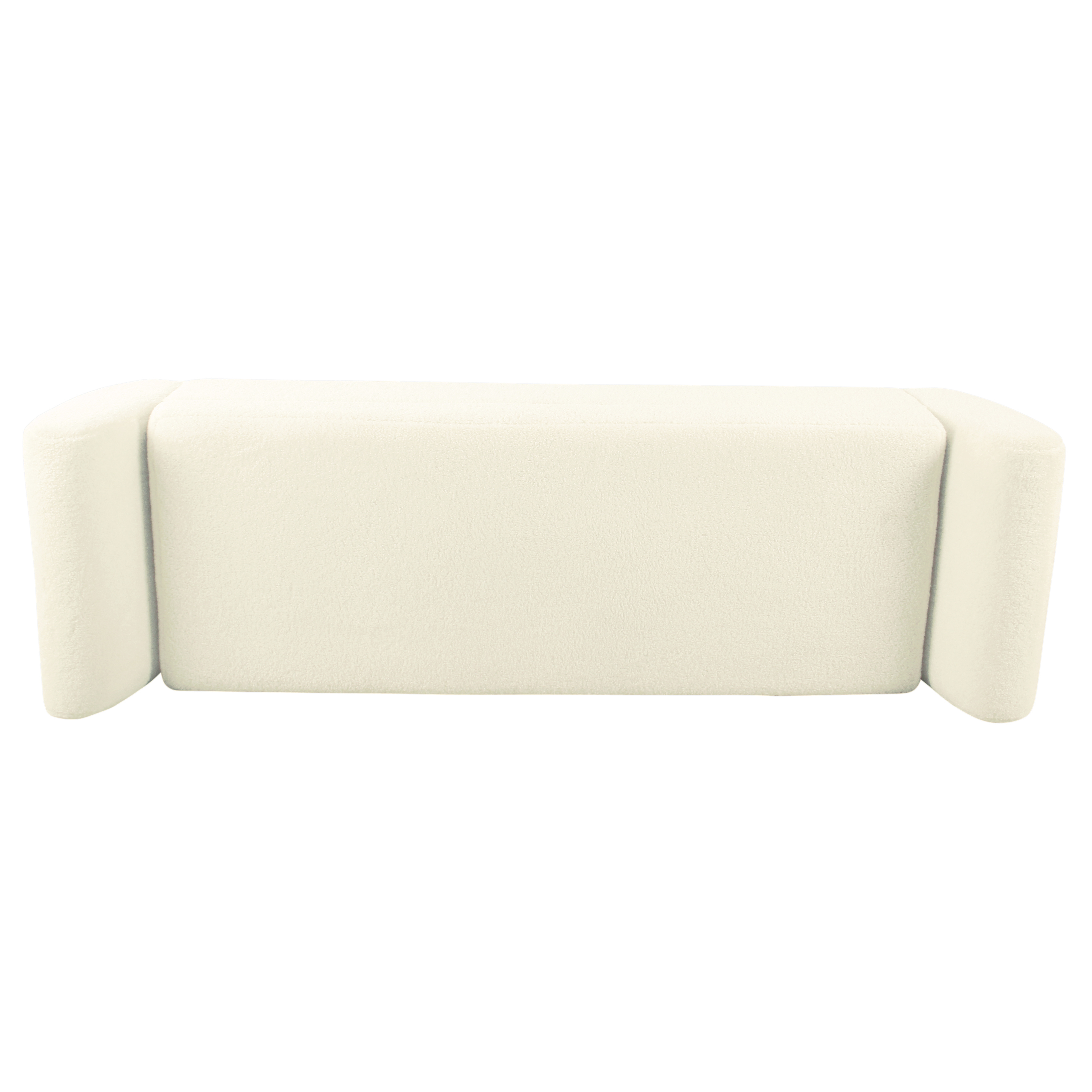 Natural Lines Modern Sherpa Storage Bench with Wood Legs - Cream