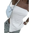 thumbnail image 5 of Qiylii Women Tube Tops, Strapless Backless Irregular Slit Solid 2023 Summer Ladies Vest for Club Party, 5 of 8