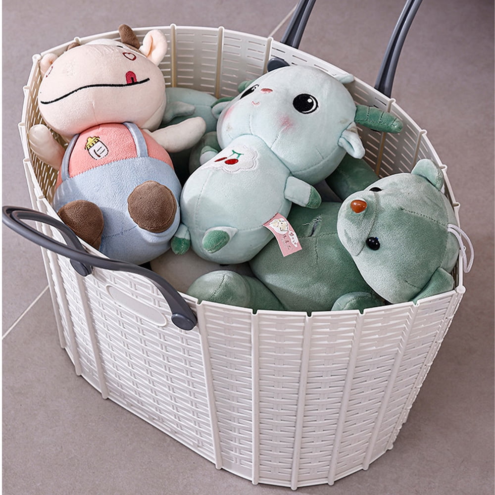 Foldable Laundry Basket, Beige, Plastic, Large Capacity Storage Basket for Bathroom Clothes Organization