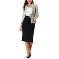 thumbnail image 2 of DARING DIVA Women's Plaid Blazer Notch Lapel Tweed Jacket S Beige, 2 of 6