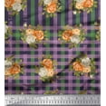 thumbnail image 1 of Soimoi Cotton Duck Fabric Check,Leaves & Rose Flower Printed Craft Fabric by The Yard 42 Inch Wide, 1 of 1