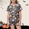 thumbnail image 2 of Gelikeya Halloween Pajama Sets for Toddler Girls 2T-3T Short Sleeves Collared T Shirts Shorts 2 Piece Outfits Halloween Nightwear Kids Clothes 2-13Y (X02 Grey, 2-3 Years), 2 of 6