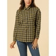 thumbnail image 5 of Allegra K Women's Plaid Shirts Button Down Long Sleeve Pockets Oversized Tunics Blouse, 5 of 6