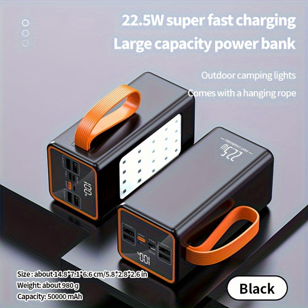 60000mAh Portable Charger with LED Display & Camping Light - Ultra High Capacity Power Bank for iPhone, Android, Outdoor Emergency Backup Battery Pack