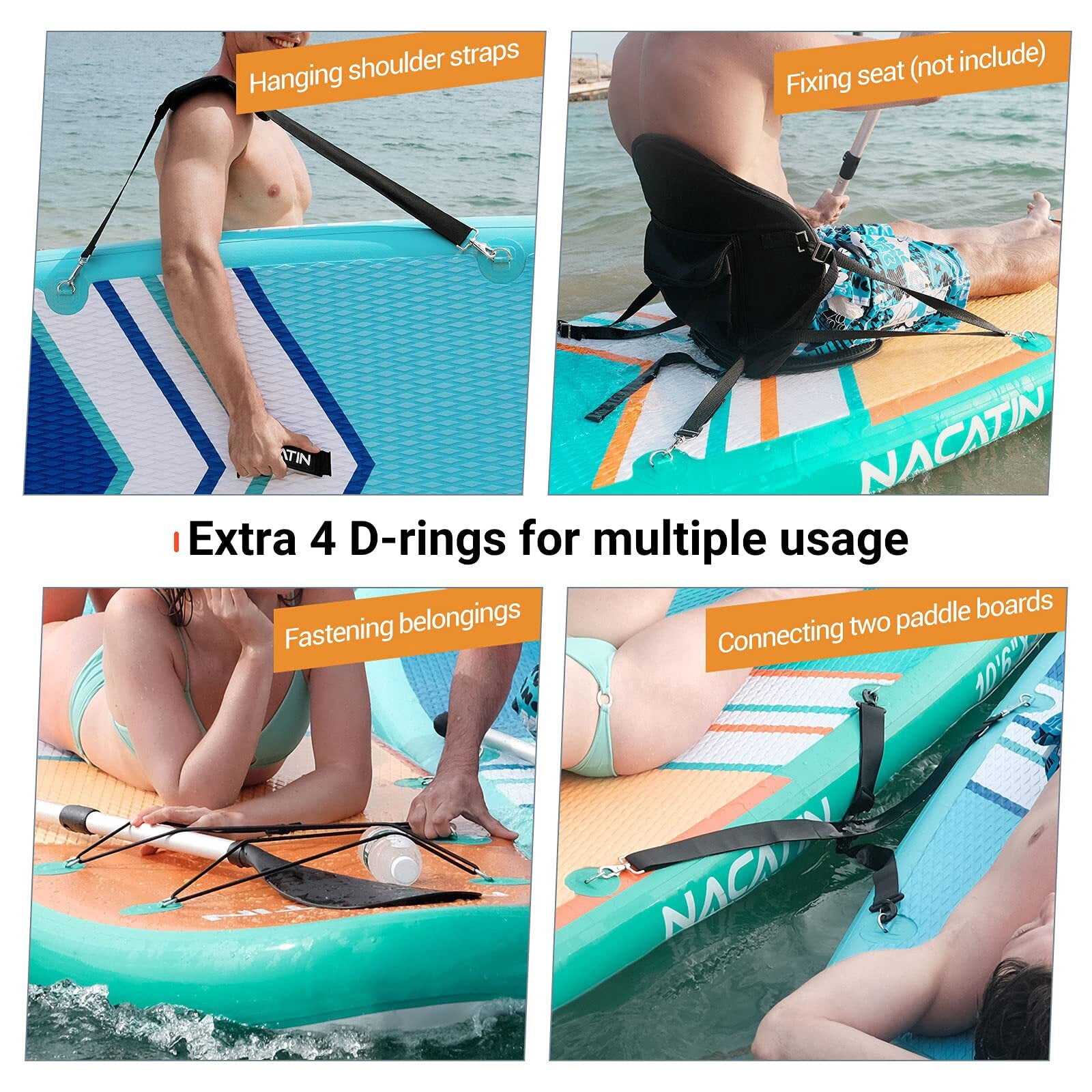 Upgraded Version 10'6" Inflatable Paddle Board Nacatin Stand-Up Paddleboard with Kayak Seat, Premium SUP Board Accessories Kit and Backpack