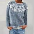 thumbnail image 4 of Oksale Womens Fair Isle Sweaters Casual Crewneck Sweater Vintage Long Sleeve Jumper Soft Knit Comfortable Fall Tops Slouchy Shirt 2026 Light Blue XXL, 4 of 6