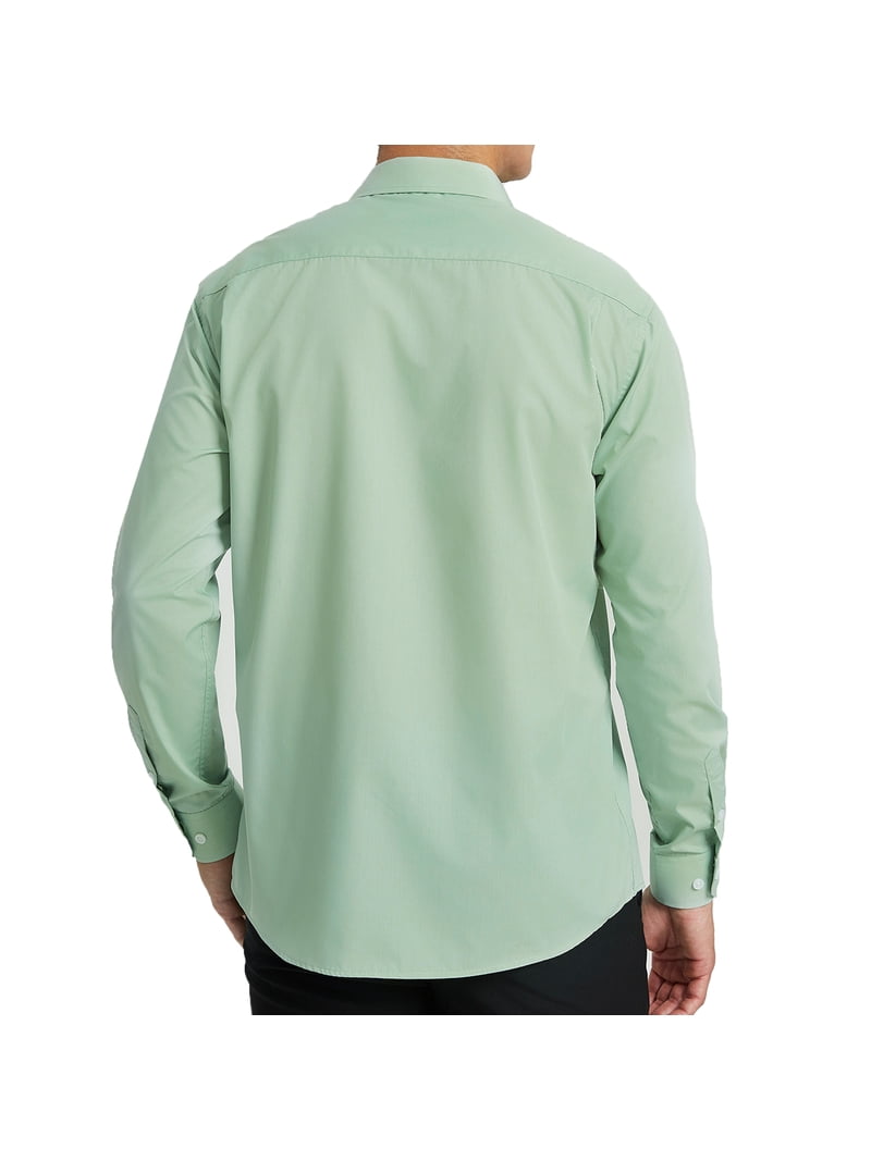 mens green button down dress shirt Laagam Izola asymmetric dress jersey khaki green main image 0