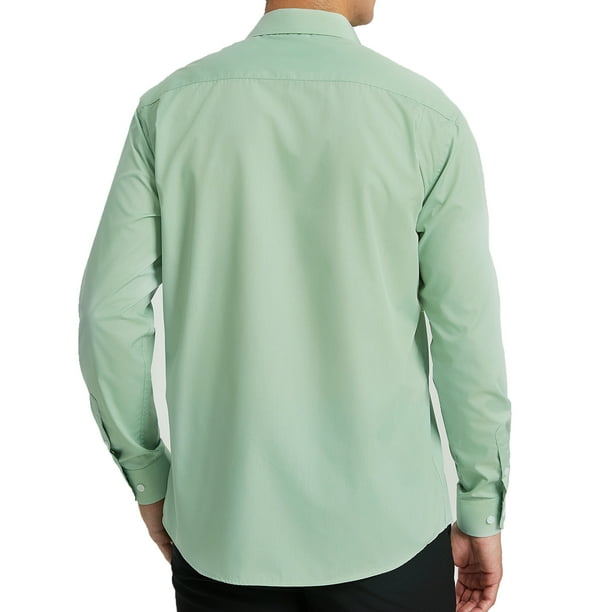 Men's Dress Shirt Long Sleeve 4-Way Stretch Wrinkle Free Sage Green Formal Shirt 2XL