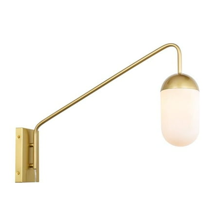 

Kace 1 Light Brass & Frosted White Glass Wall Sconce