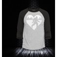 thumbnail image 2 of Shop4Ever Men's Bigfoot Heart Love Sasquatch Valentine Raglan Baseball Shirt XXX-Large Heather Grey/Black, 2 of 4