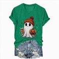 thumbnail image 6 of TOWED22 Halloween Shirts for Women Cute Ghost with Coffee Pumpkin Shirts Cute Fall Short Sleeve Graphic Tee Tops(Green,XL), 6 of 6