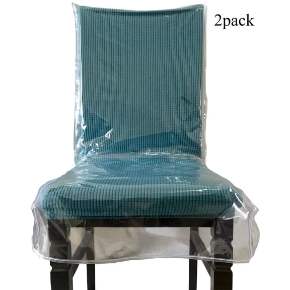 Plastic Dining Chair Covers with Backrests,Clear PVC Seat Chair Protector Waterproof Cover,Fit W/21 x D/18 Inch (2 Pack)