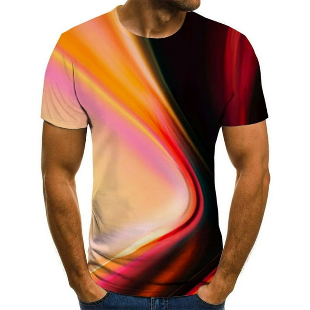 T-Shirts Décontractés pour Hommes 2024, Hauts à Carreaux 3D, Mode Été à Manches Courtes, Col Rond