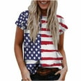 thumbnail image 2 of Lilgiuy Women's Comfortable Tops Fashion Casual Loose Blouse Independence Day Flag Printing Round Neck T-Shirt, 2 of 5