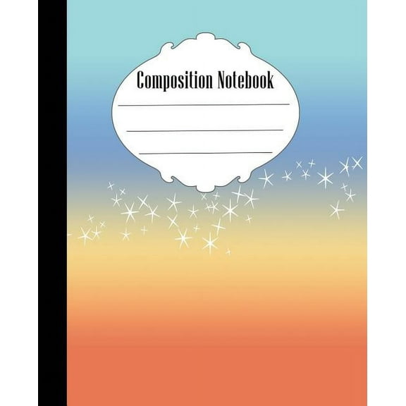 Composition Notebook: Ombre Stars Composition Notebook Wide Ruled 7.5 x 9.25 in, 100 pages book for kids, teens, school, students and teachers (Paperback)
