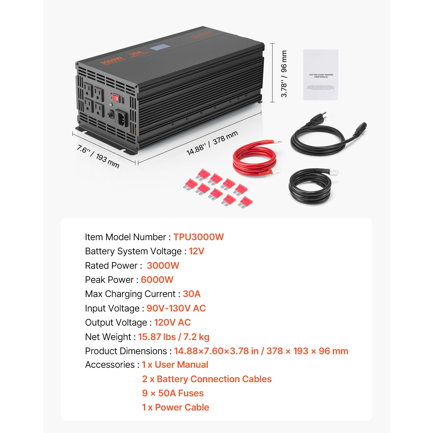 KFFKFF Battery Backup System for Sump Pumps, 3000W, Automatic Transition to Battery Power for Uninterrupted Operation, Pure Sine Wave Output, LCD Screen, Ideal for Basement Emergencies