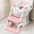 thumbnail image 1 of Asiento de entrenamiento para ir al baño SKYROKU 2 en 1 para niños pequeños, color rosa, con banquito, 1 of 9