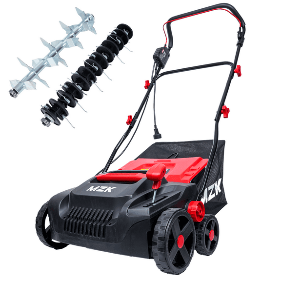 MZK 15" 2-in-1 Electric Dethatcher & Scarifier, 5-Position Height w/ 12-Gal Bag