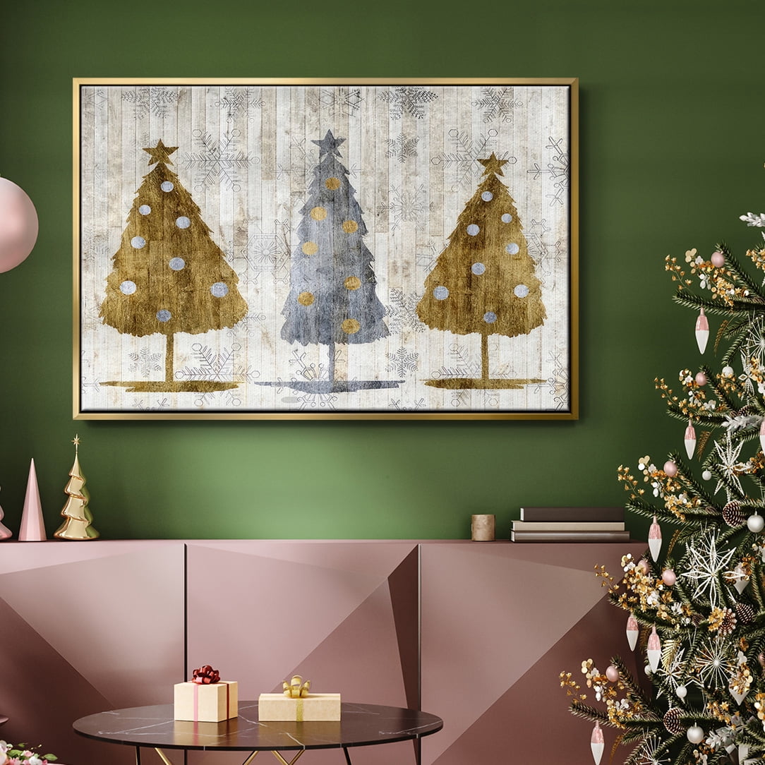 Sophisticated Christmas Collection A - Framed Gallery Wrapped Holiday Canvas - 25 x 37 - Gold Frame