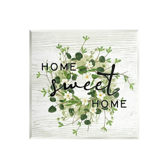 Stupell Industries Sweet Home Typography Floral Greenery Wreath Graphic Art Unframed Art Print Wall Art, Design by Ziwei Li