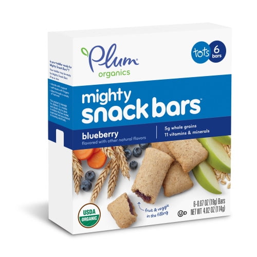 Plum Organics Mighty Snack Bars, Toddler Snacks, Blueberry, 4.02oz (8