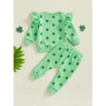 thumbnail image 5 of Toddler Baby Boy Girl St.Patrick's Day Outfit Shamrock Print Long Sleeve Crewneck Sweatshirt Tops and Pants Cute Clothes Set, 5 of 8
