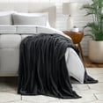 thumbnail image 5 of Bare Home Microplush Fleece Textured Blanket - 300 GSM - Fuzzy Microfleece - Soft & Plush - Throw, Black, 5 of 8