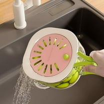 Qnjujn 2-in-1 Expandable Drain Basket with Lid, Thickened Plastic Colander for Washing Veggies, Space-Saving & Foldable Handle, Kitchen Essential