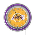 thumbnail image 6 of Los Angeles Lakers City Retro Neon Analog Wall Clock with Pull Chain, 6 of 6