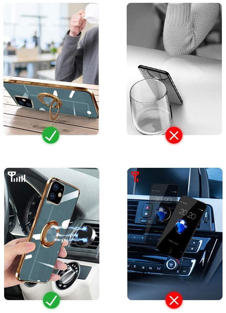 Surlong Compatible with iPhone 12 Mini Case 5.4 Inch 360°Degree Rotation Ring Holder Kickstand Support Car Mount Shockproof Soft TPU Cover Cases Designed