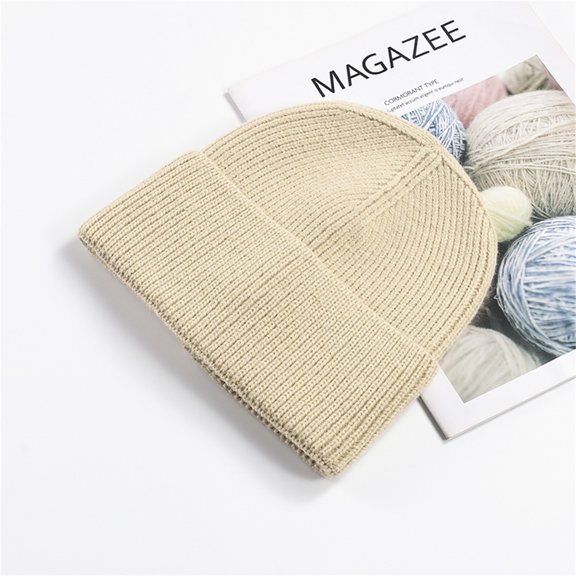 Dyfzdhu Women Fashion Casual Woolen Hat Solid Warm Outdoor Knitted Beige