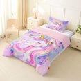 thumbnail image 2 of Metsweet Kawaii Floral Unicorn Rainbow Twin Comforter Sets 2pcs, Dreamy Princess Bedding Set, Purple Pink,Pink Reversible,1 Comforter and 1 Pillowcase, 2 of 6