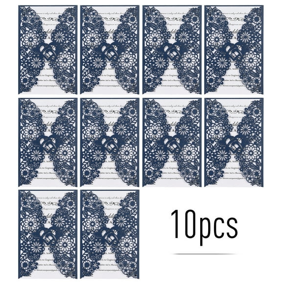 10pcs Pearl Paper Floral Invitation Cards Invitation Holders with Blank Inner Sheet for Wedding Birthday Party Anniversary