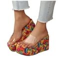 thumbnail image 1 of Women's Colorful Platform Sandals Transparent Strappy Slip On Wedge Sandal Clear Open Toe Slide Summer Beach Mules Yellow Size 7, 1 of 8