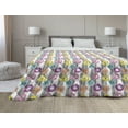 thumbnail image 1 of Retro Down Alternative Comforter, Pattern of Disc Shaped Ring Circles on Horizontal Textured Lines Fashion, Microfiber Quilt for All Season, 5 Sizes, Jade Green Navy Blue, by Ambesonne, 1 of 3