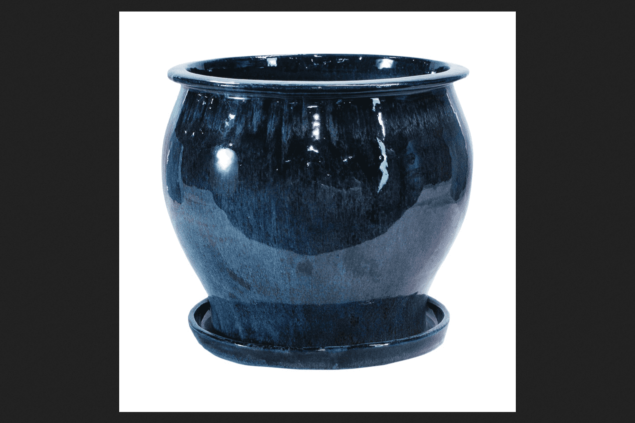 Lee's Pottery Blue Ceramic Glazed Planter 8 in. H by Lee's Pottery